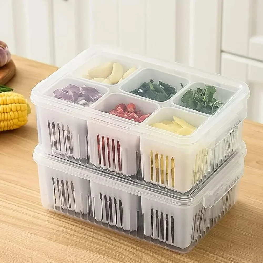 6 grid Fridge Storage Boxes fridge storage containers For Storage in Kitchen, Vegetable Storage